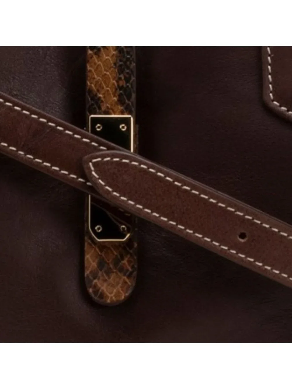 CAVALCANTI Made In Italy Leather Snake Turnlock Satchel